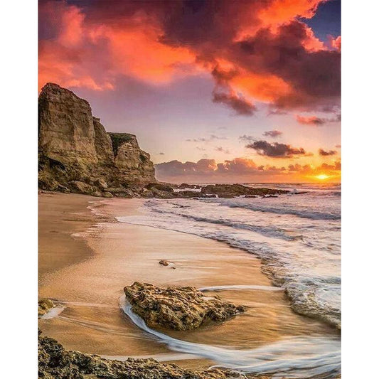 Schöne Sonnenuntergangmalerei am Strand - Diamond Painting