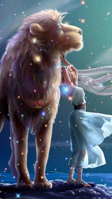 Großer Löwe & Mädchen - Diamond Painting