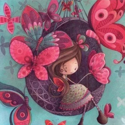 Schmetterlinge & kleine Fee - Diamond Painting