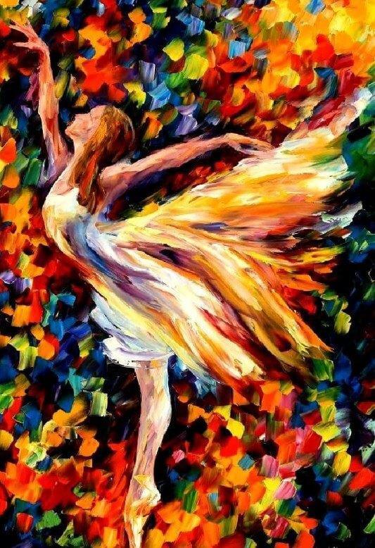 Bunter Ballerina-Tänzer - Leonid Afremov - Diamond Painting