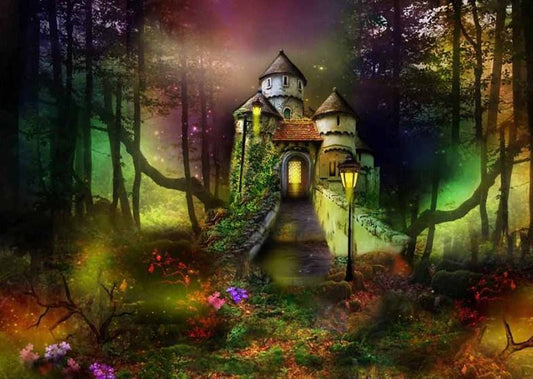 Märchenschloss in den Fantasie Wäldern - Diamond Painting