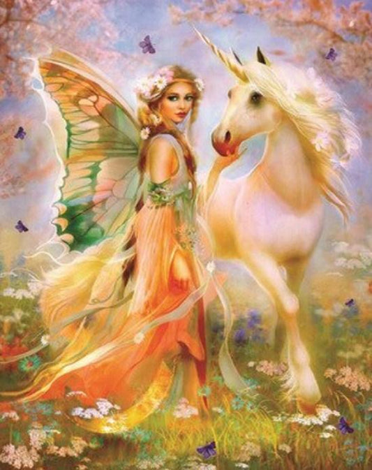 Fantasy Fee mit ihrem Einhorn - Diamond Painting