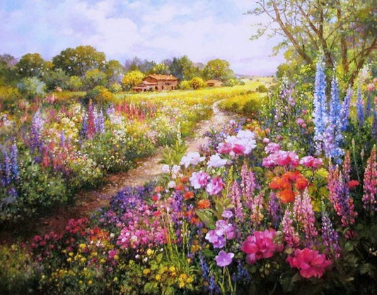 Feld der bunten Blumen - Diamond Painting