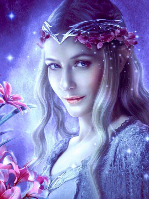 Wunderschöne Dame mit Blumenkrone - Diamond Painting