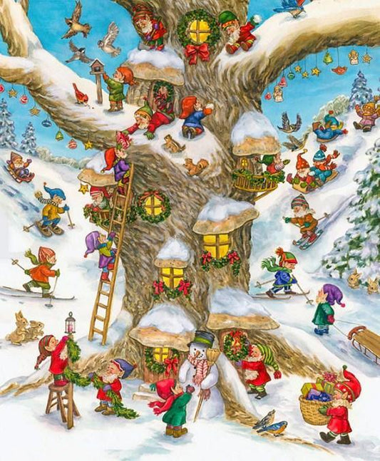 Kleine Zwerge bereit für Weihnachten - Diamond Painting