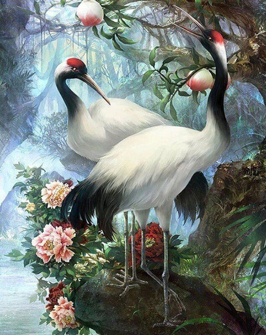 Roter gekrönter Kranich Diamond Painting Kit - Diamond Painting