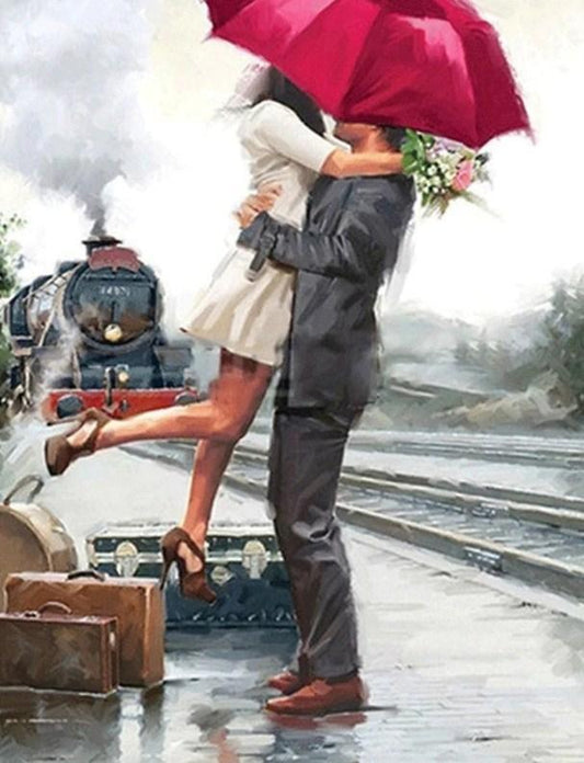 Romantisches Paar umarmt - Diamond Painting