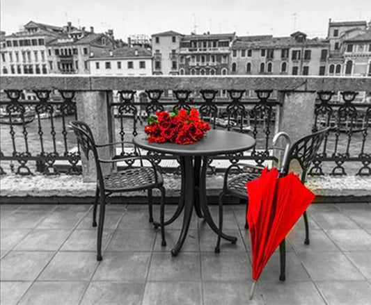 Rosen & Regenschirm DIY Malerei - Diamond Painting