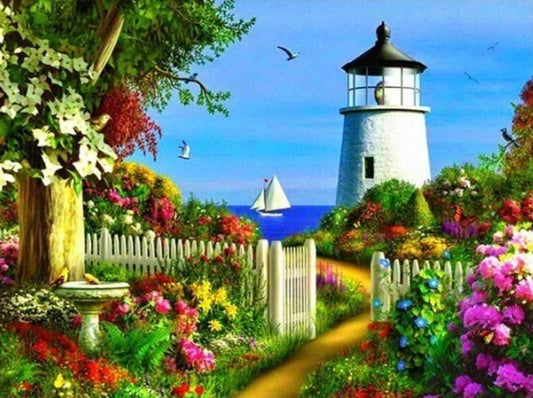 Spring Point Sims Leuchtturm - Diamond Painting