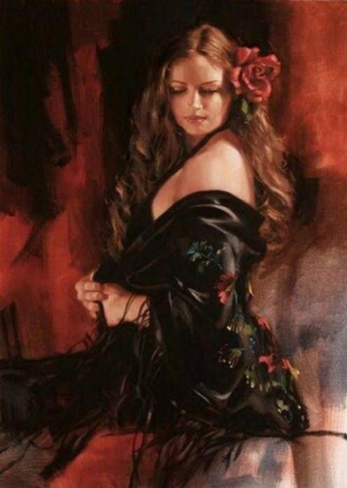 Atemberaubende Schönheit in Schwarz - Diamond Painting