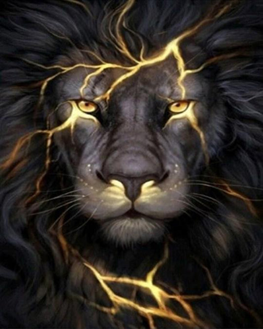 Atemberaubende Diamond Painting des schwarzen Löwen - Diamond Painting
