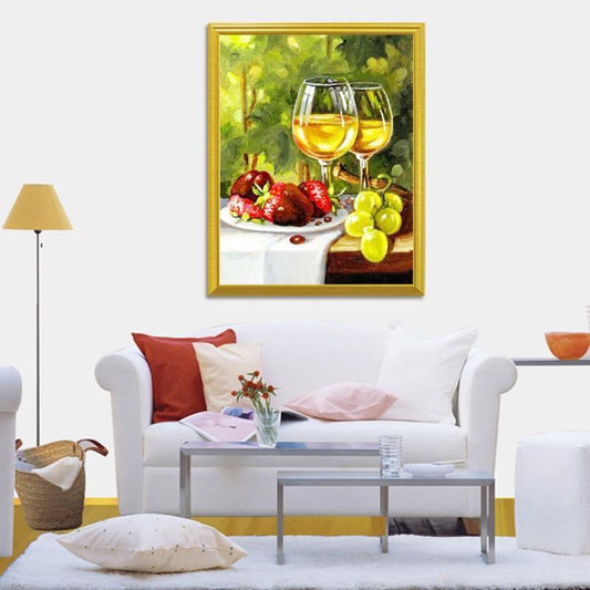 Obstteller & Gläser Wein DIY Malerei - Diamond Painting