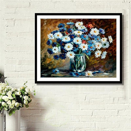 Glasvase & bunte Blumen - Diamond Painting