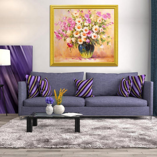 Rosa & weiße Blumen DIY Malerei - Diamond Painting