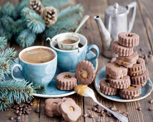 Winterkaffee mit Dessert - Diamond Painting