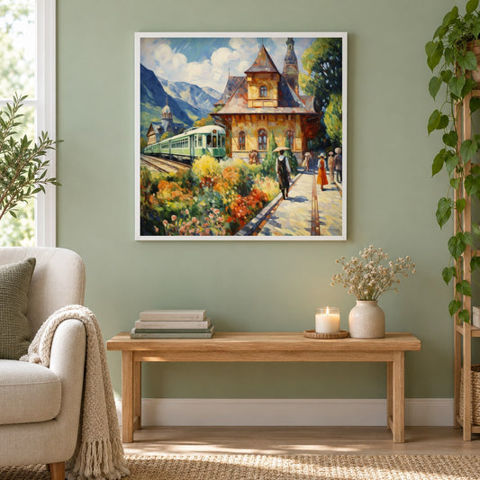 Ein lässiger Sommertag als gerahmtes Diamond Painting im Wohnzimmer