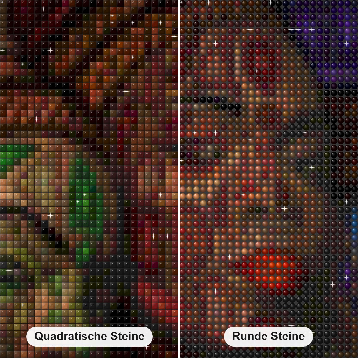Afrikanischer Stamm Frauen Gesichtsmalerei Diamond Painting Nahaufnahme mit quadratischen und runden Steinen