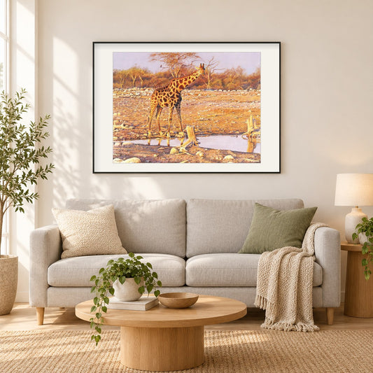 Nachmittagsglühen -  Kunst des Eric Wilson als gerahmtes Diamond Painting im Wohnzimmer