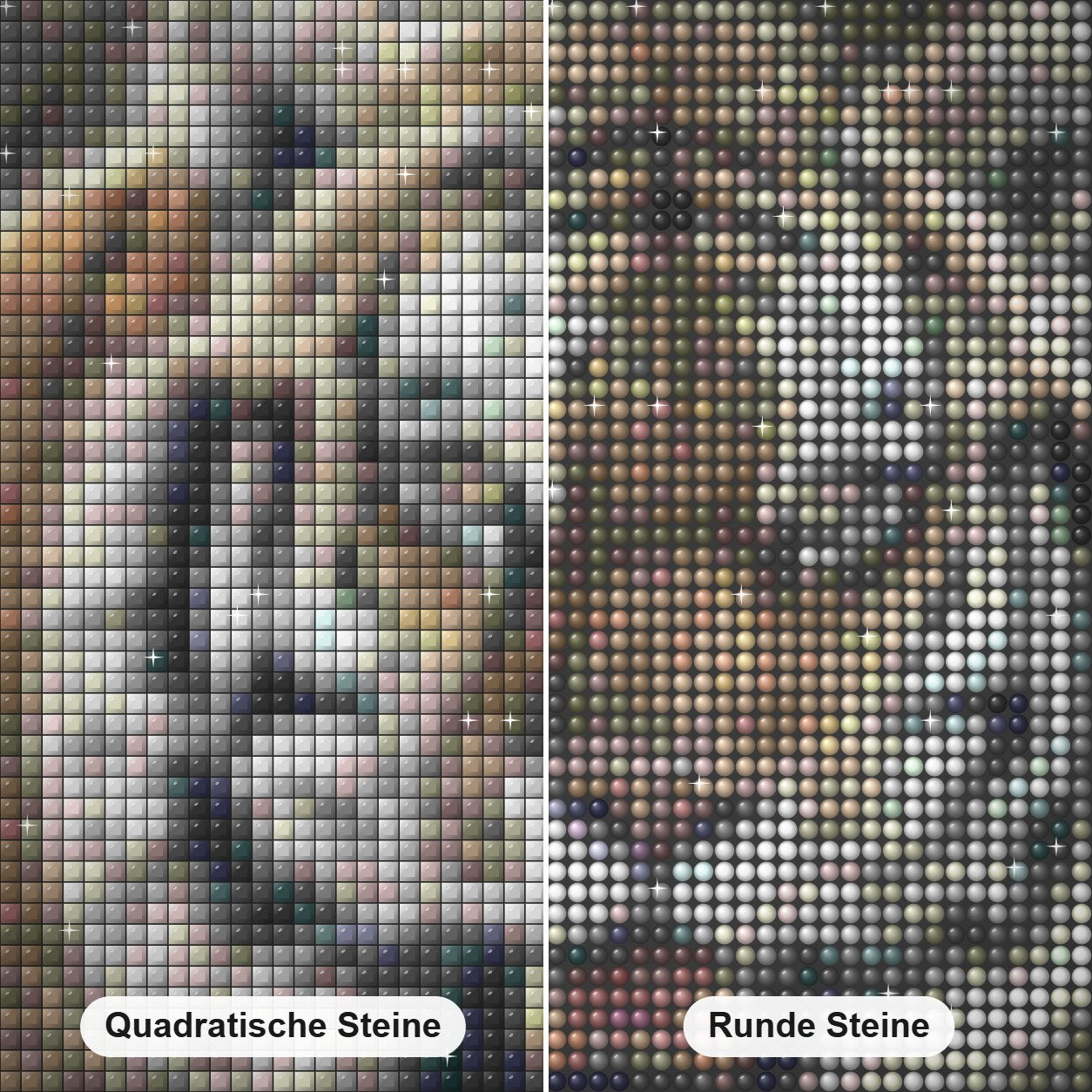 Amur-Tiger in der Abenddämmerung -  Kunst des Eric Wilson Diamond Painting Nahaufnahme mit quadratischen und runden Steinen