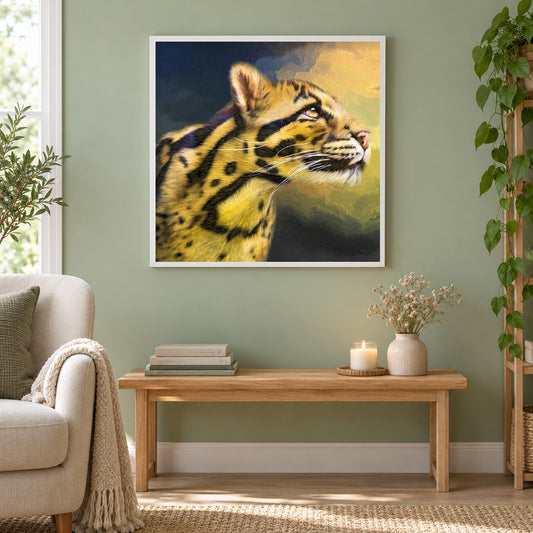Atemberaubender Gepard. als gerahmtes Diamond Painting im Wohnzimmer