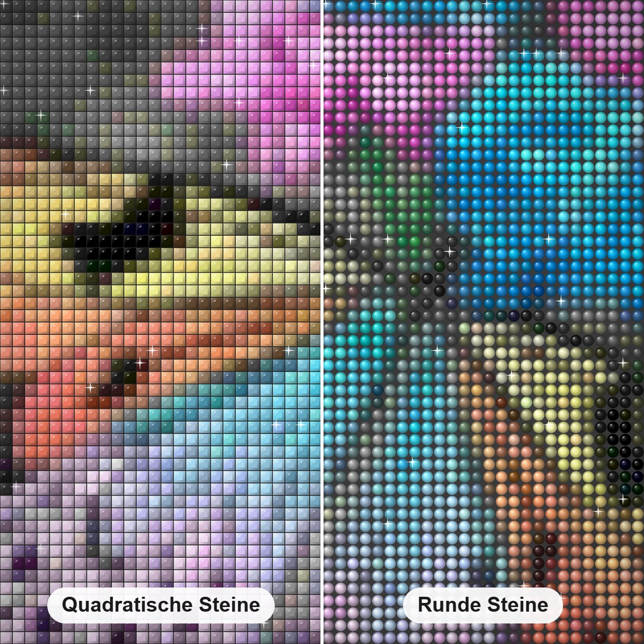 Atemberaubender Schmetterling & Blumen Diamond Painting Nahaufnahme mit quadratischen und runden Steinen