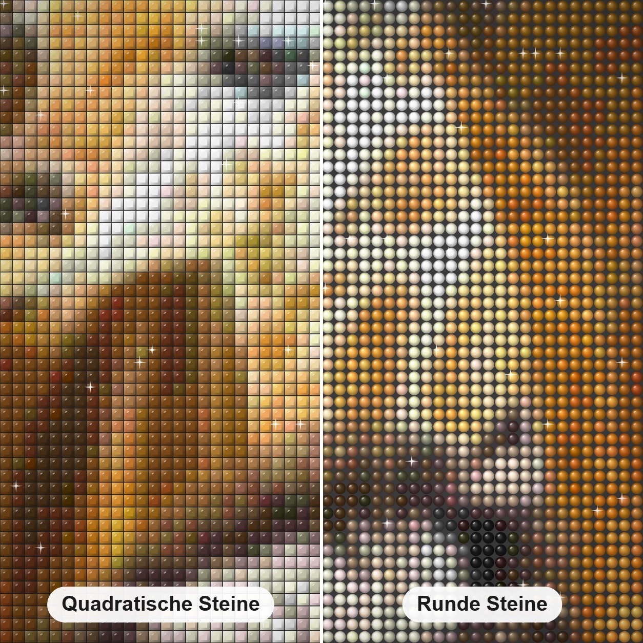 Baby Giraffe & Zebra Diamond Painting Nahaufnahme mit quadratischen und runden Steinen