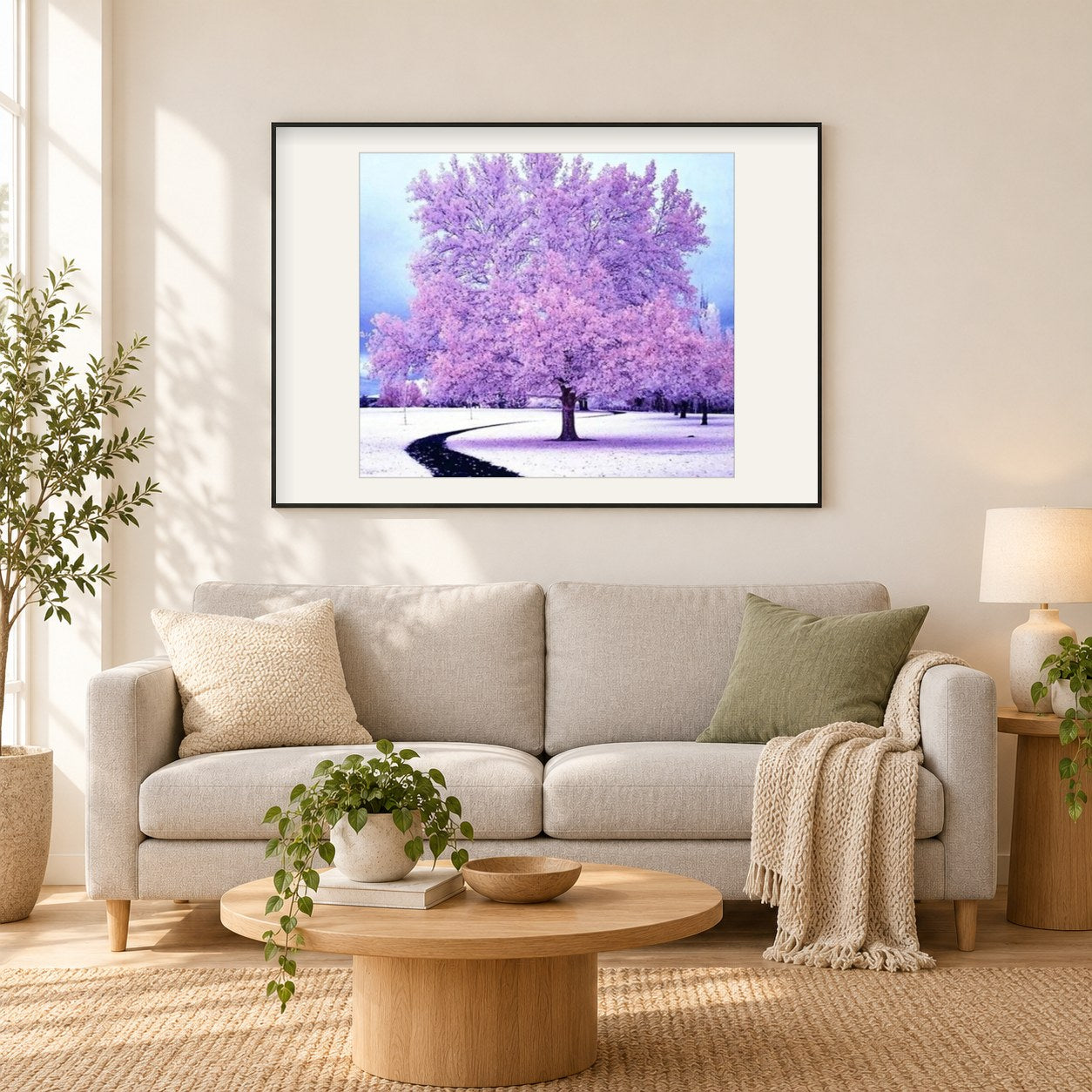 Baum Schönheit als gerahmtes Diamond Painting im Wohnzimmer