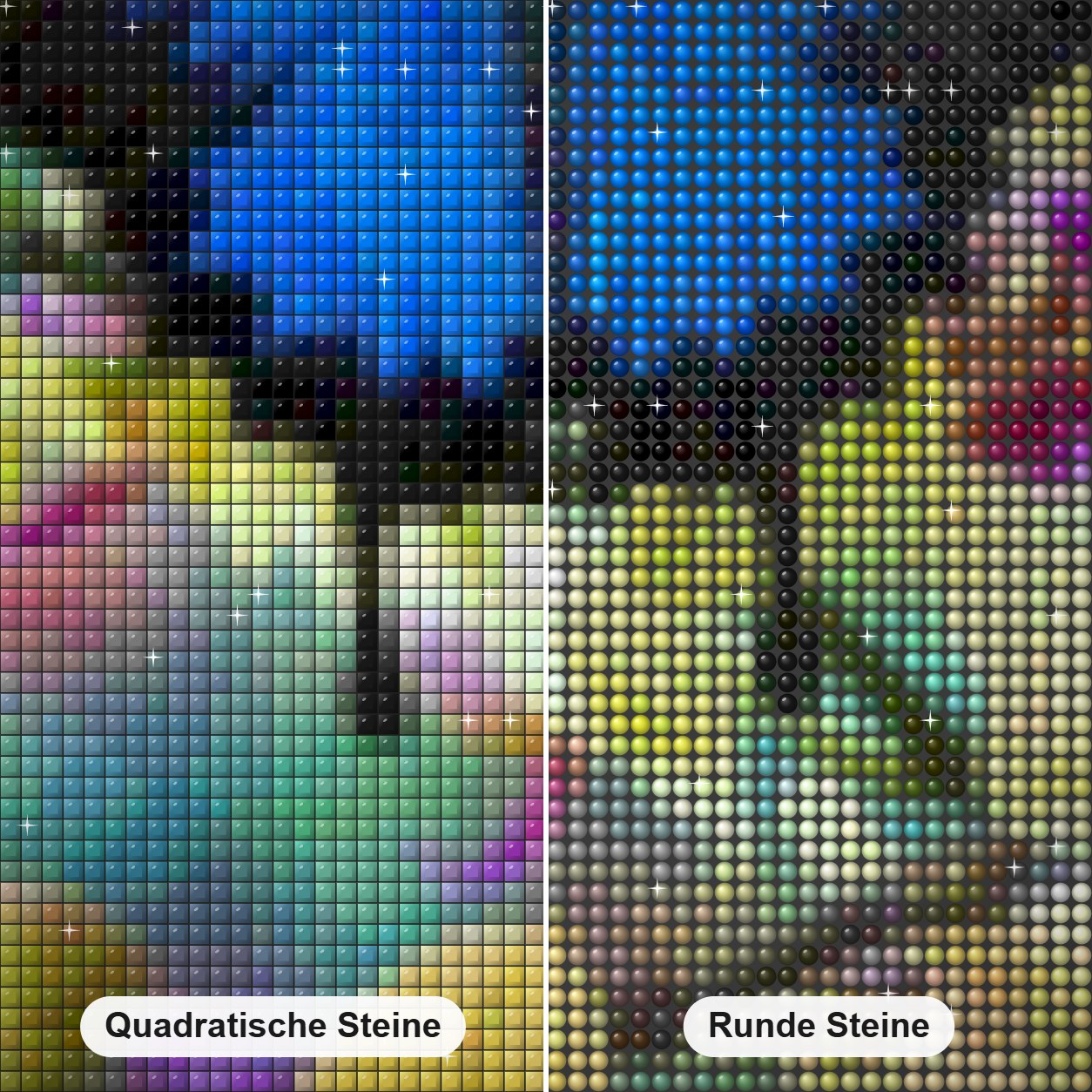 Blauer Berg-Schwalbenschwanz-Schmetterling Diamond Painting Nahaufnahme mit quadratischen und runden Steinen