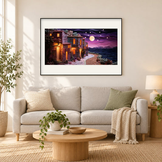 Entzückender Nachthimmel als gerahmtes Diamond Painting im Wohnzimmer
