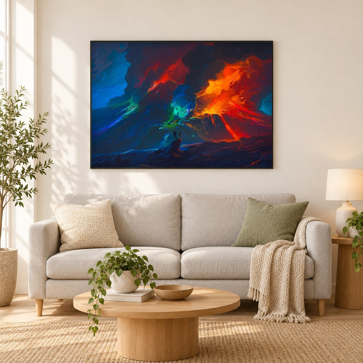 Bunt Rhads Art als gerahmtes Diamond Painting im Wohnzimmer