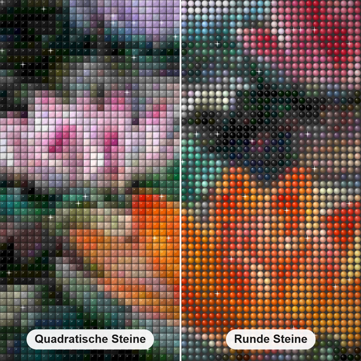 Bunte Lotusblumen Diamond Painting Nahaufnahme mit quadratischen und runden Steinen