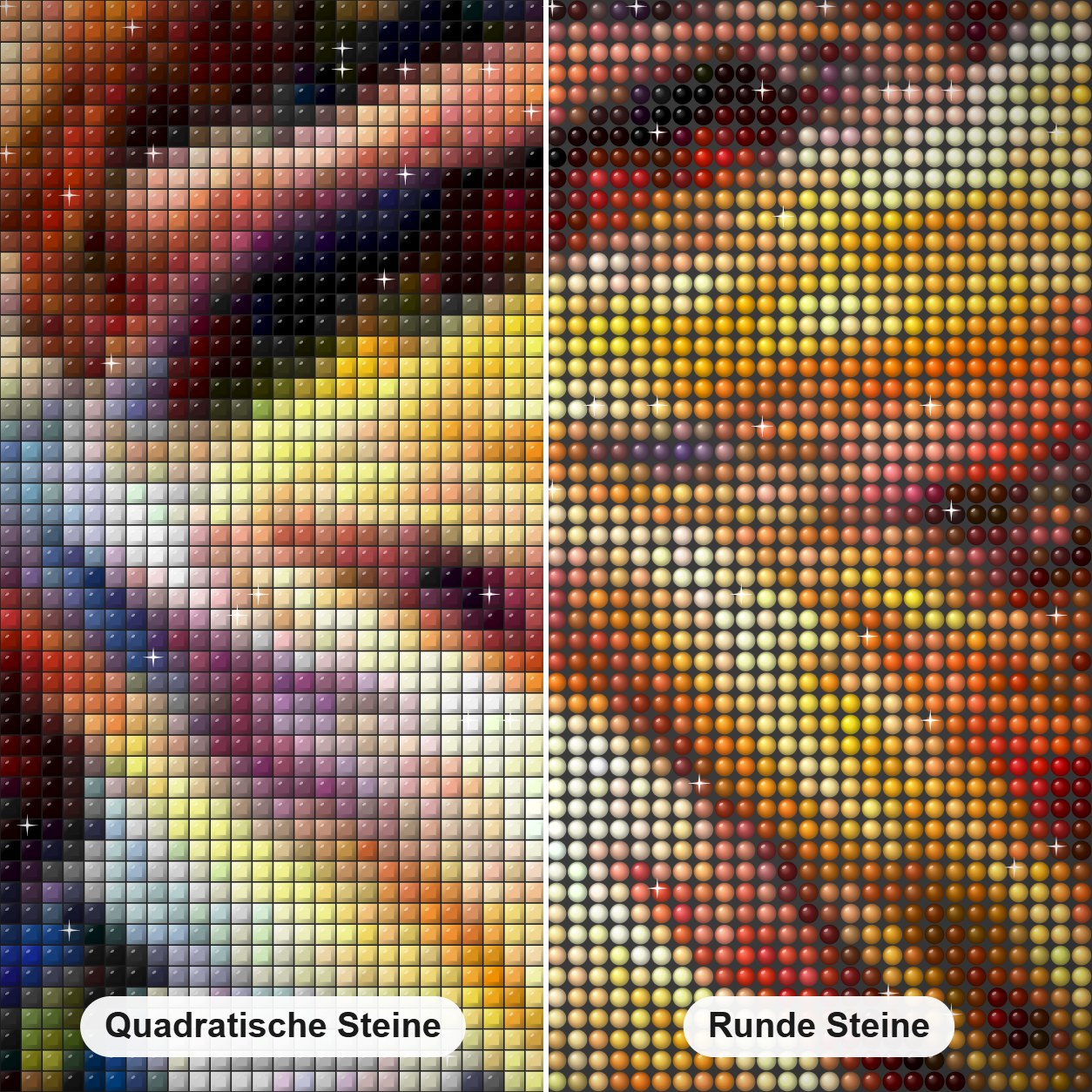 Bunte Ballerina nach Leonid Afremov Diamond Painting Nahaufnahme mit quadratischen und runden Steinen