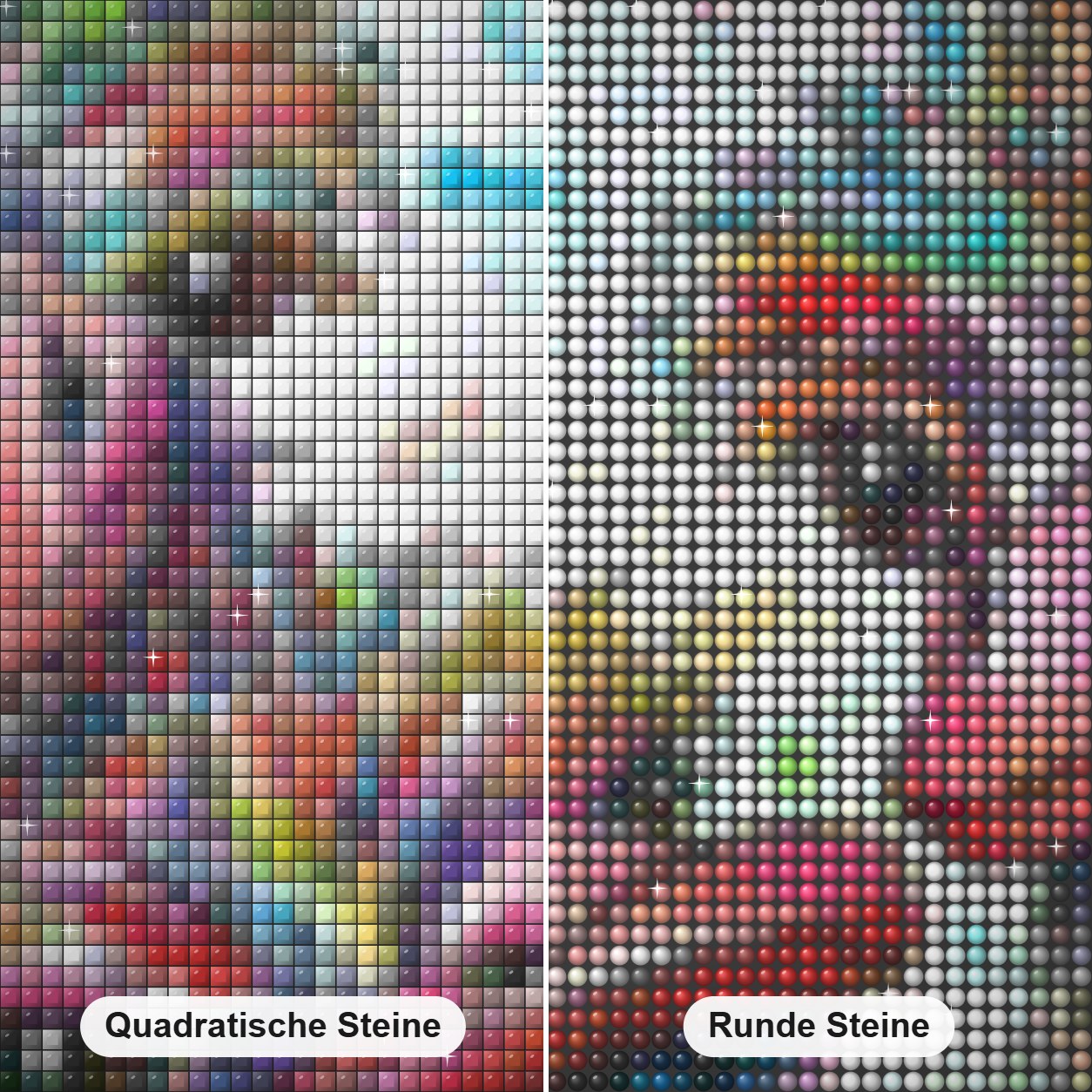 Buntes Strauß-Mal-Kit Diamond Painting Nahaufnahme mit quadratischen und runden Steinen
