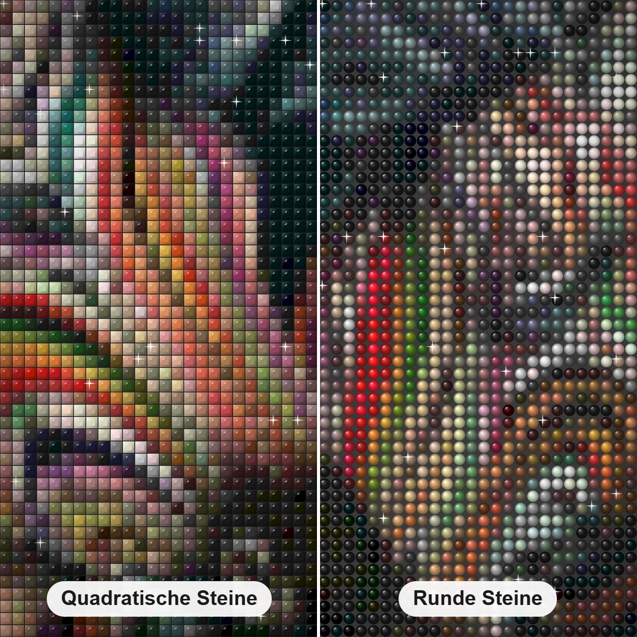 Buntes Zebras-Mal-Kit Diamond Painting Nahaufnahme mit quadratischen und runden Steinen