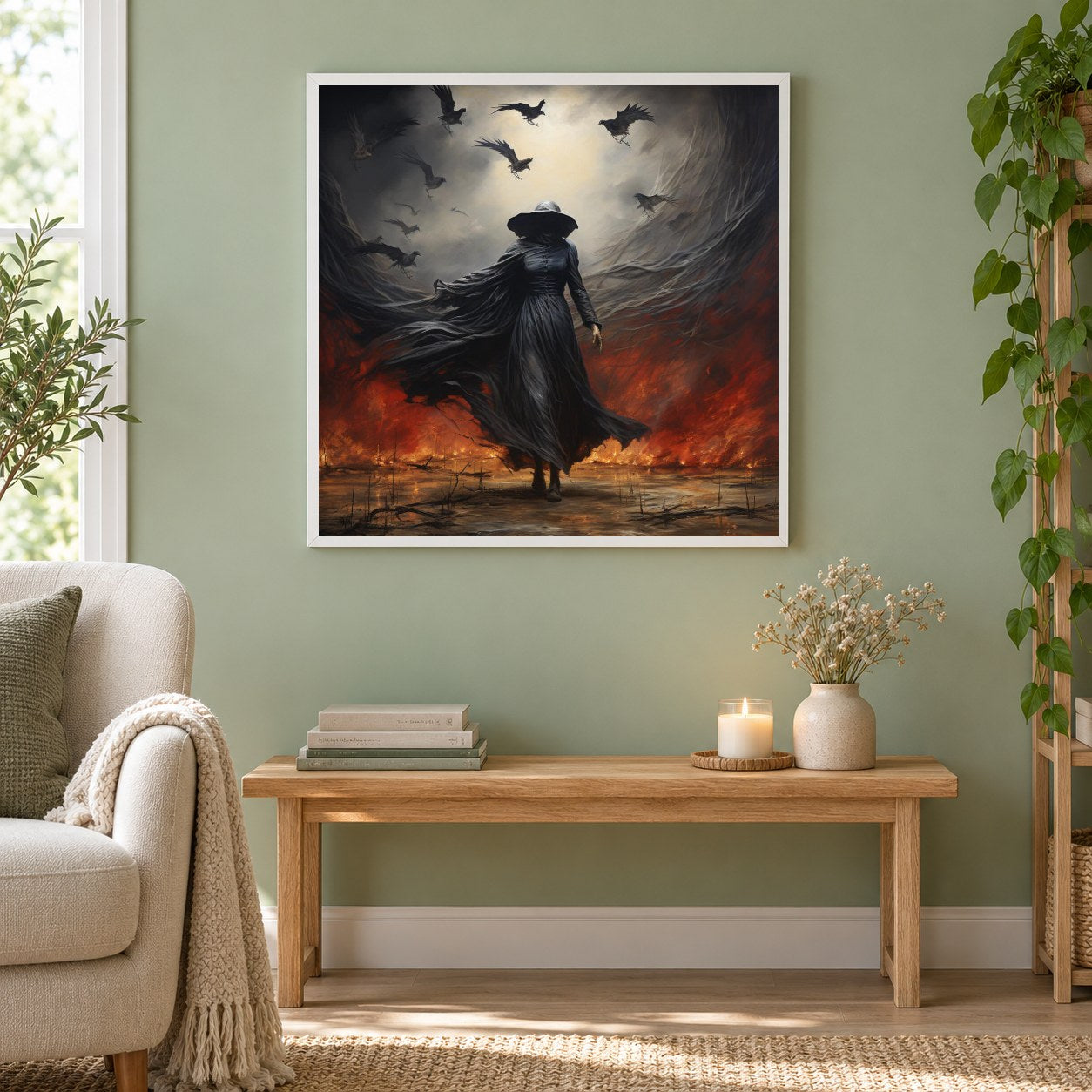 Königin der Dunkelheit als gerahmtes Diamond Painting im Wohnzimmer