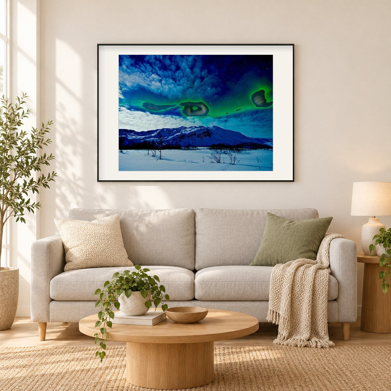 Das Nordlicht in Norwegen jagen als gerahmtes Diamond Painting im Wohnzimmer