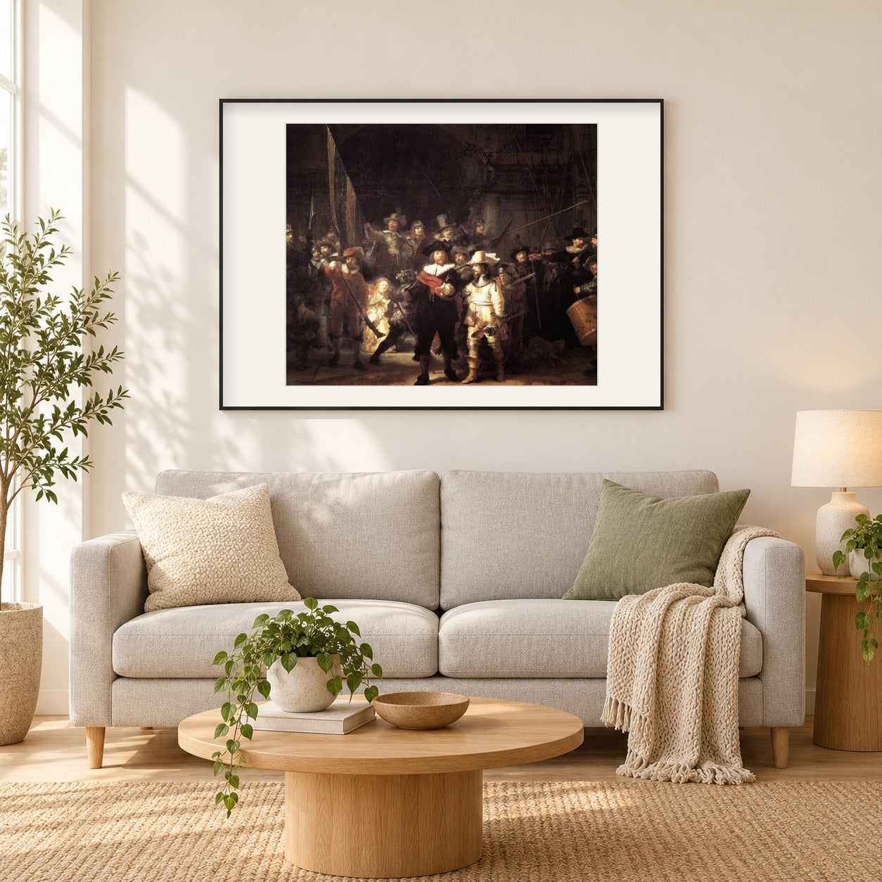 Die Nachtwache als gerahmtes Diamond Painting im Wohnzimmer