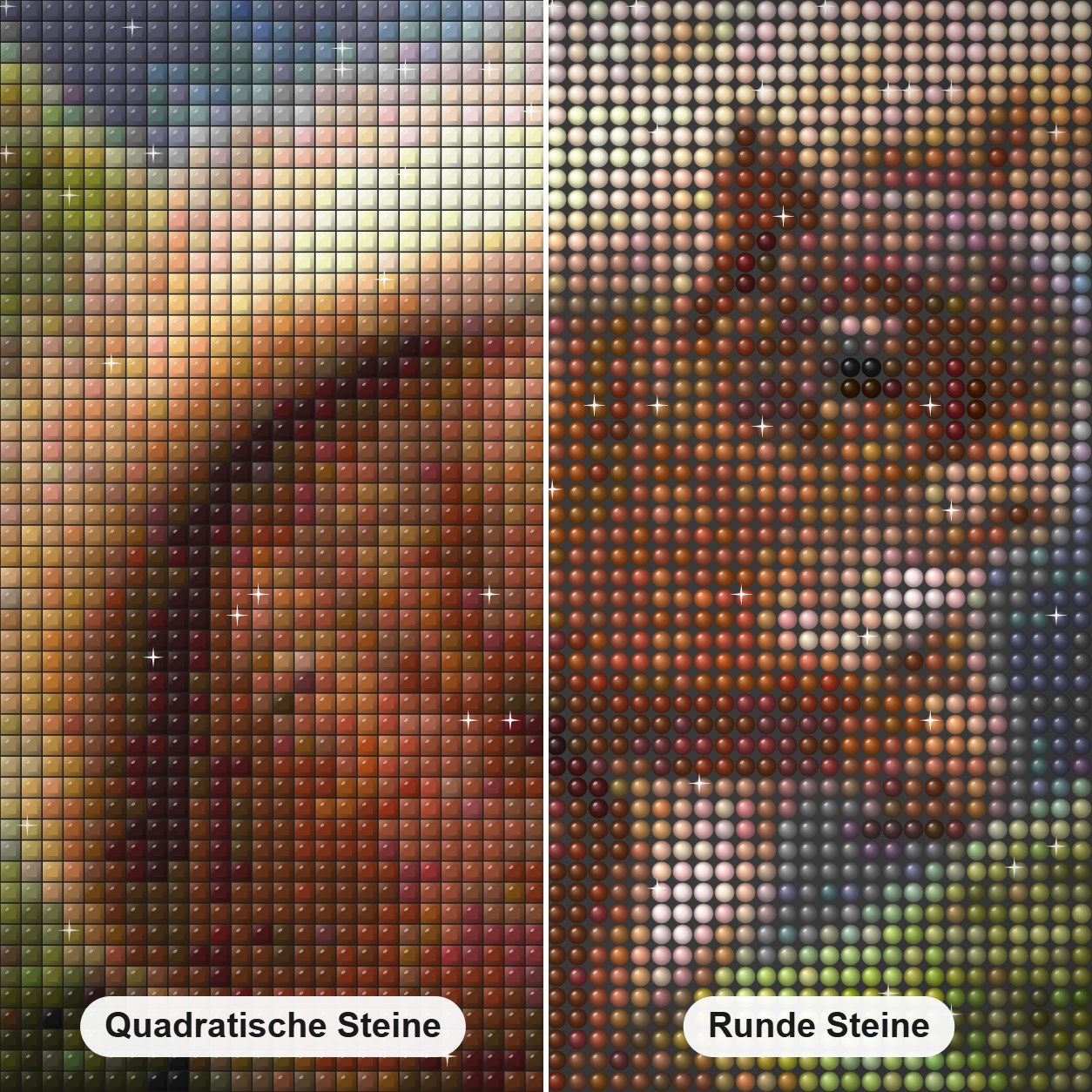 Eichhörnchen im Wald Diamond Painting Nahaufnahme mit quadratischen und runden Steinen