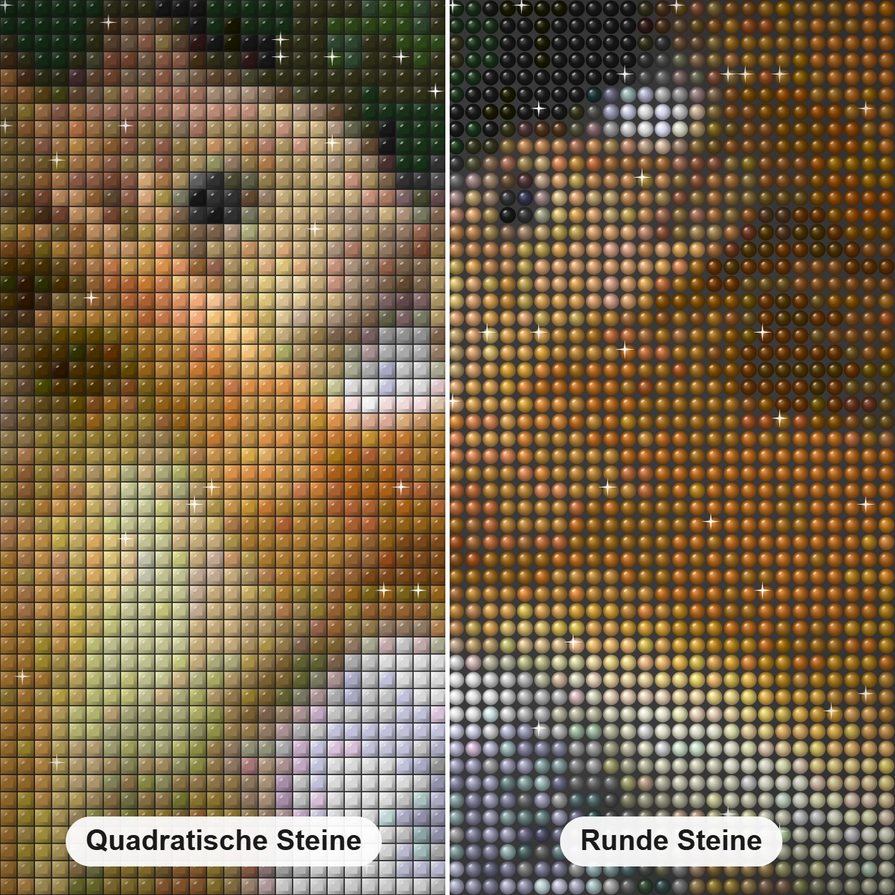 Eichhörnchen verliebt Diamond Painting Nahaufnahme mit quadratischen und runden Steinen