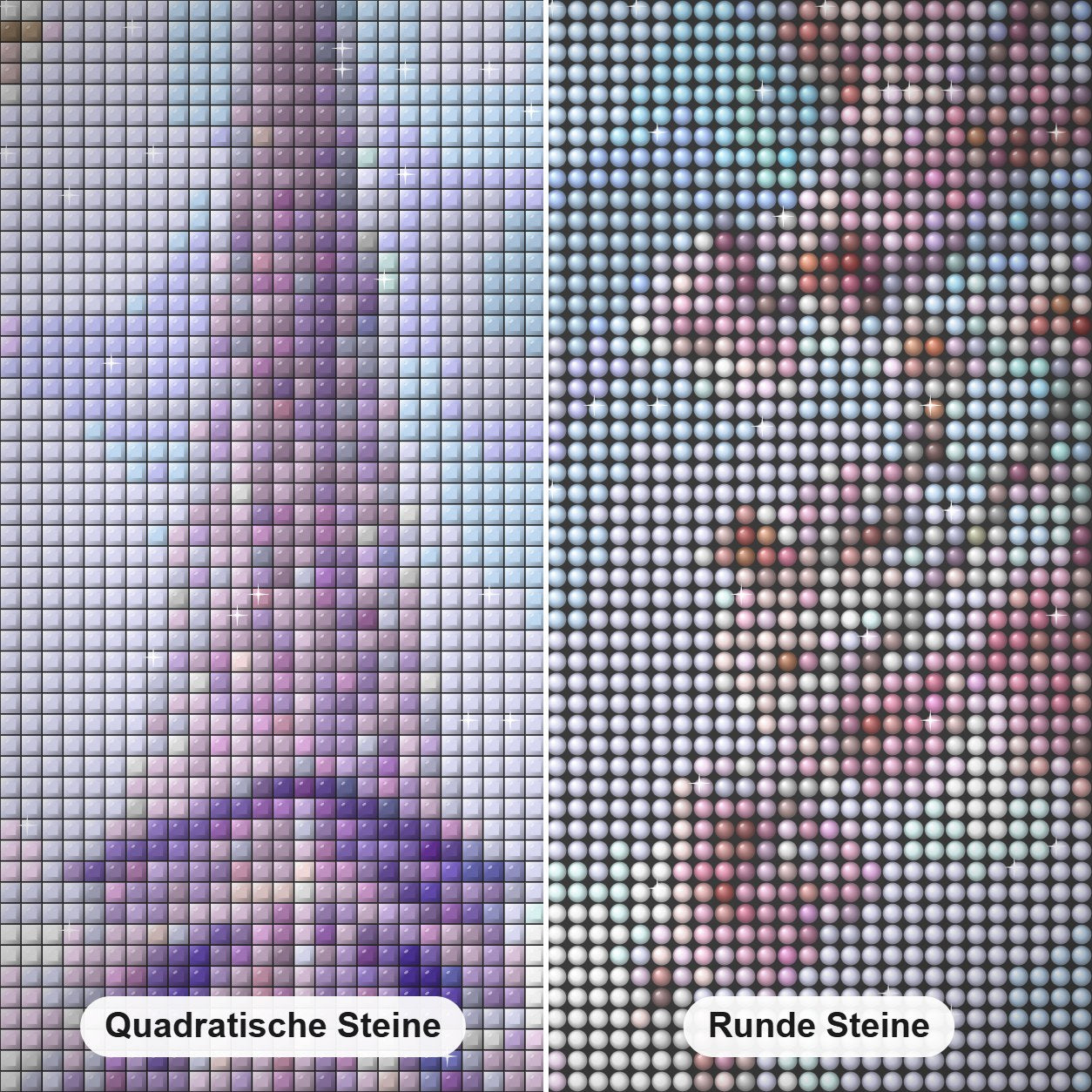 Eiffelturm Landschaft Schönheit Diamond Painting Nahaufnahme mit quadratischen und runden Steinen