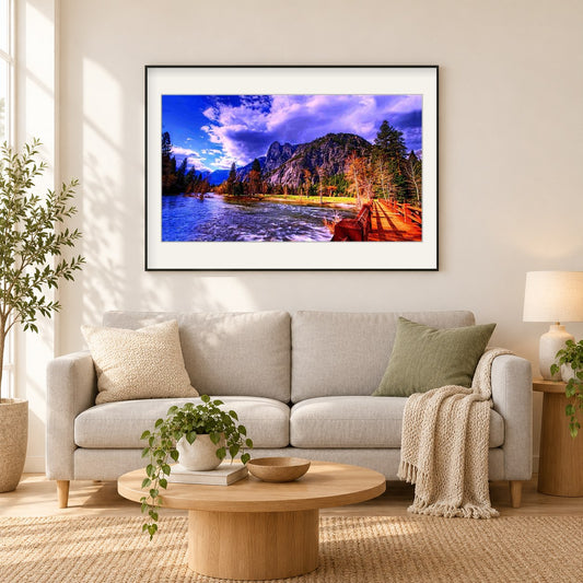 Farben der Natur als gerahmtes Diamond Painting im Wohnzimmer