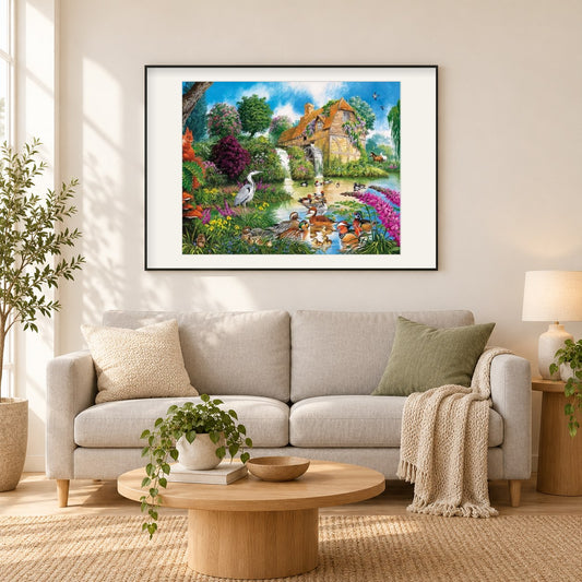 Fauna und Flora als gerahmtes Diamond Painting im Wohnzimmer