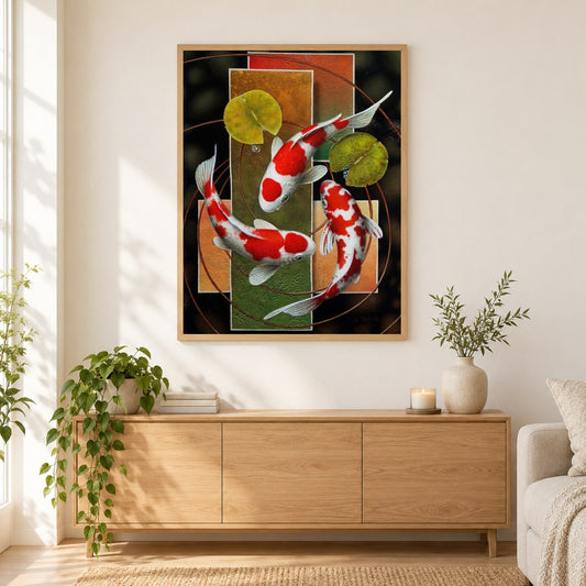 FIGMENTE - Kunst des Terry Gilecki als gerahmtes Diamond Painting im Wohnzimmer