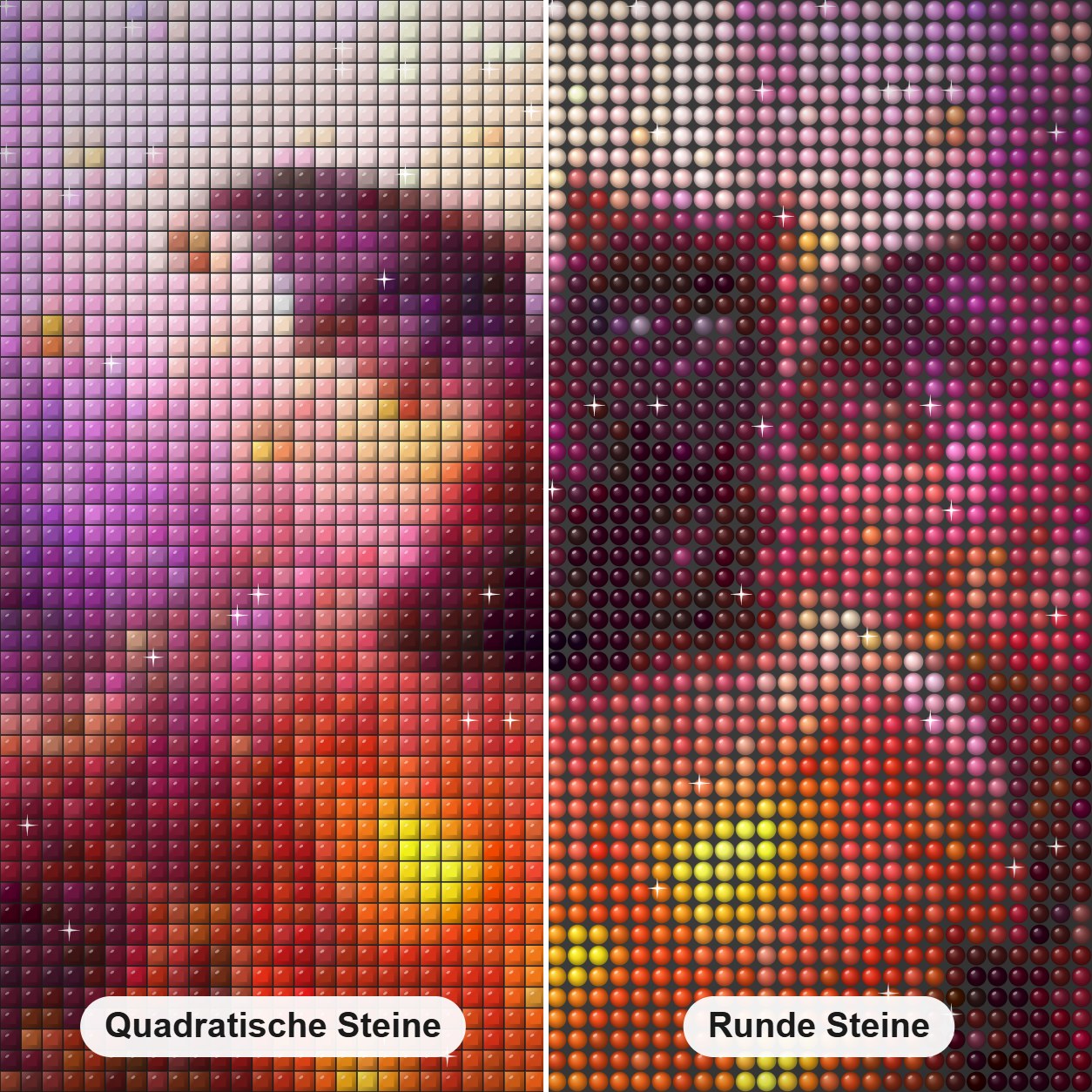 Fledermauskatze & leuchtender Kürbis Diamond Painting Nahaufnahme mit quadratischen und runden Steinen