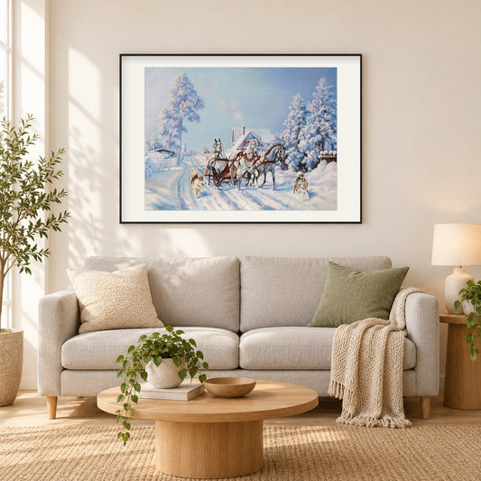 Fluss Loisach als gerahmtes Diamond Painting im Wohnzimmer