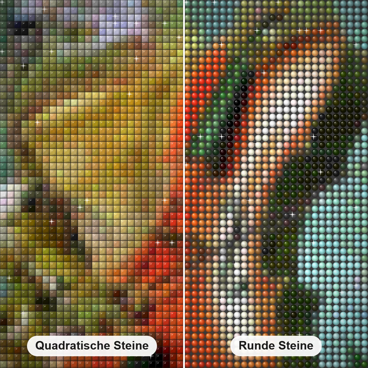 Frosch spielem Gitarre Diamond Painting Nahaufnahme mit quadratischen und runden Steinen