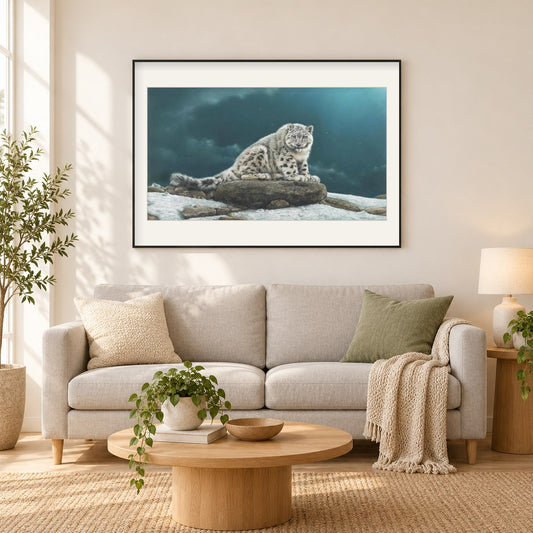 Geist -  Kunst des Eric Wilson als gerahmtes Diamond Painting im Wohnzimmer