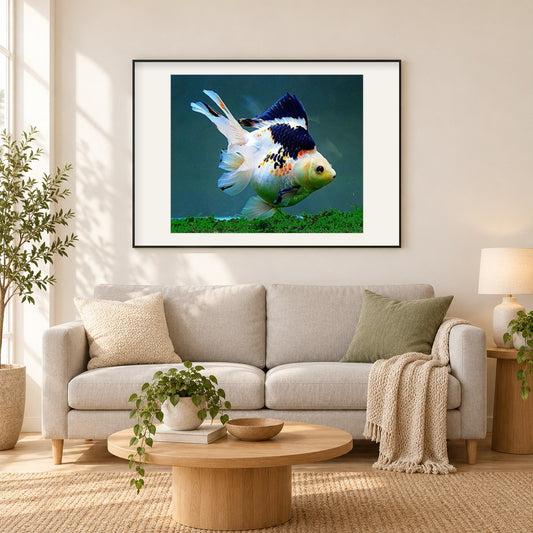 Goldfischarten als gerahmtes Diamond Painting im Wohnzimmer