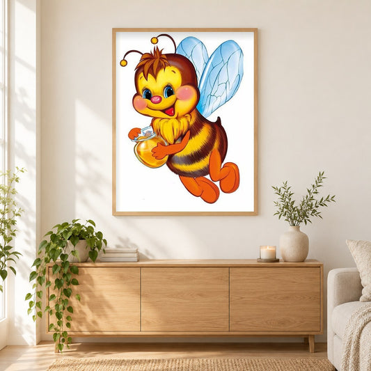 Honigbiene als gerahmtes Diamond Painting im Wohnzimmer