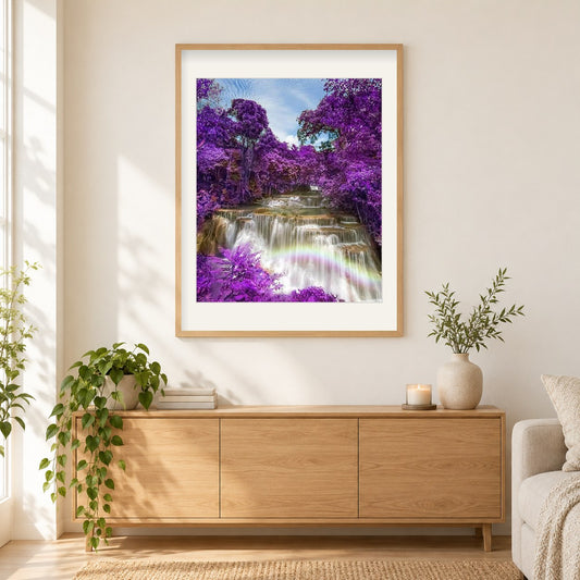 Huai Mae Khamin Wasserfall - Thailand als gerahmtes Diamond Painting im Wohnzimmer